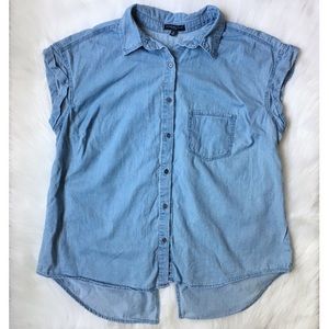 Signature Studio Button Down Cut Off Denim Shirt